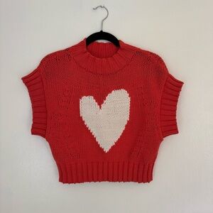 Anthropologie Red Heart Sweater